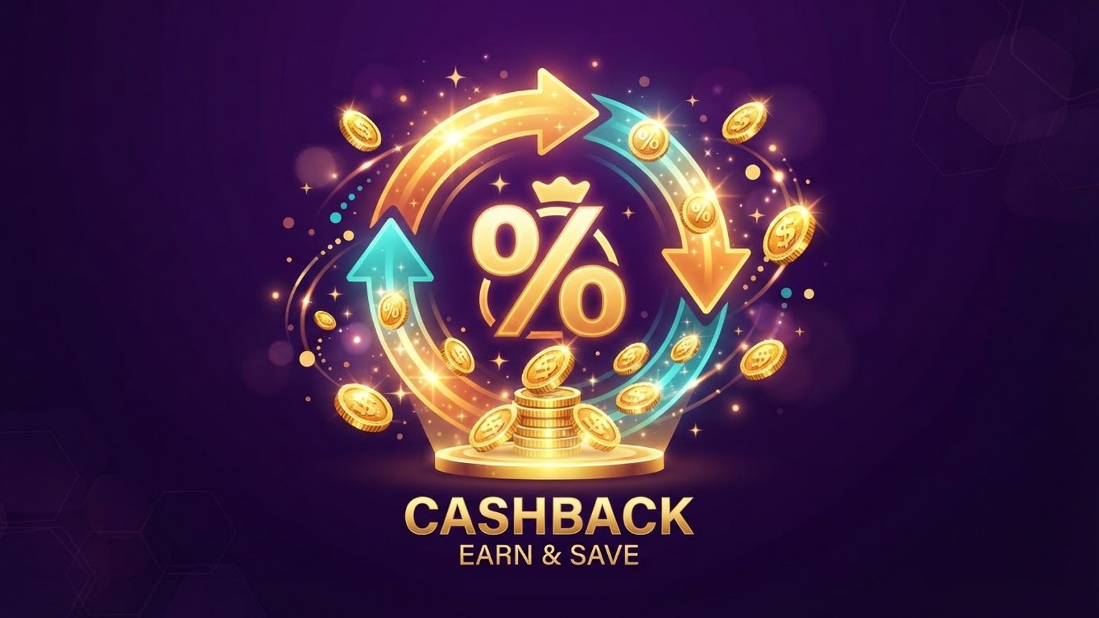 Weekly cashback percentage icon with coins returning