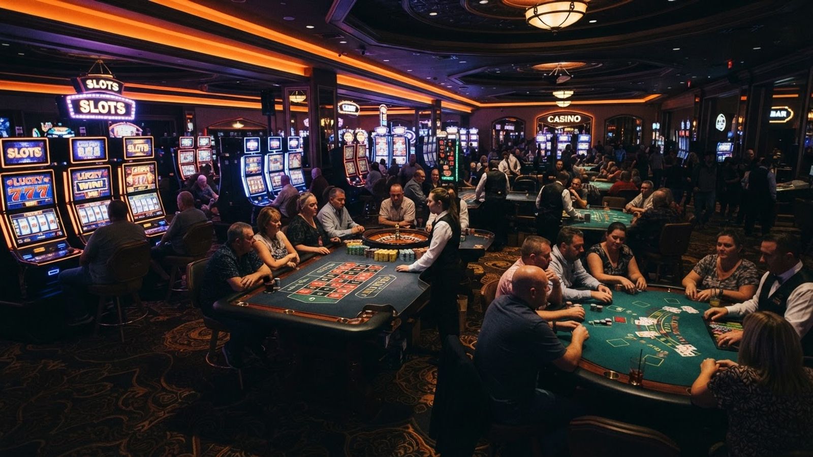 Player browsing slots and table games on a casino platform